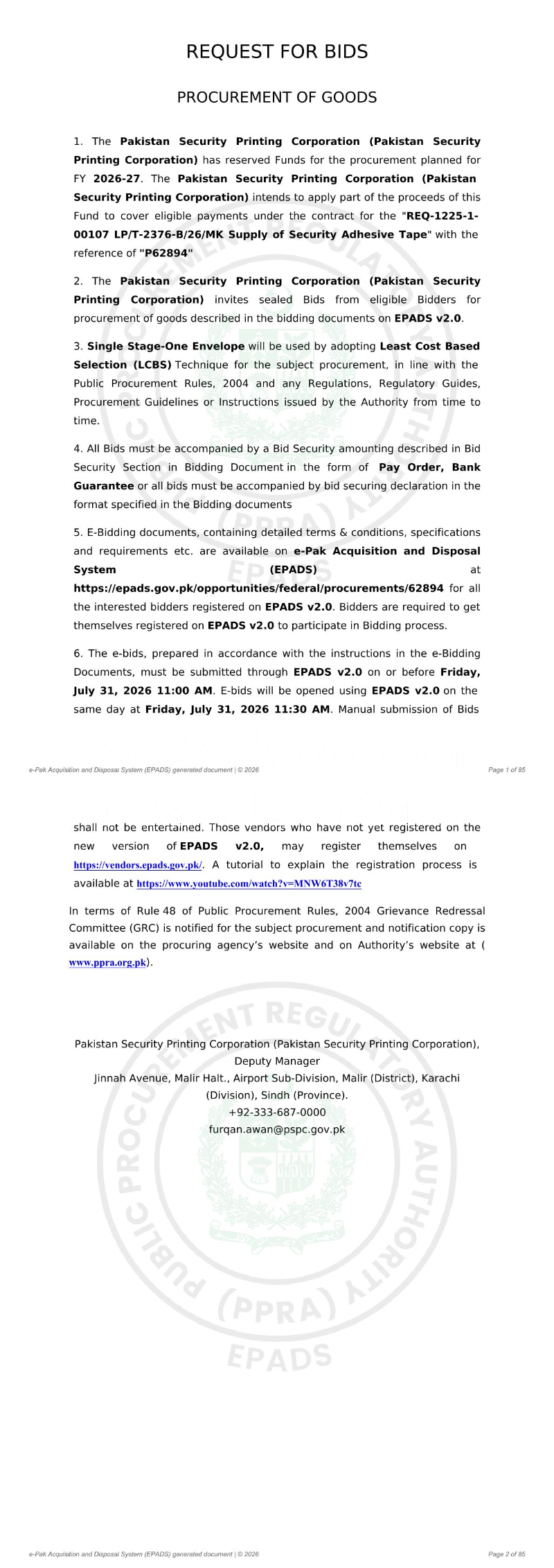 Tender Document