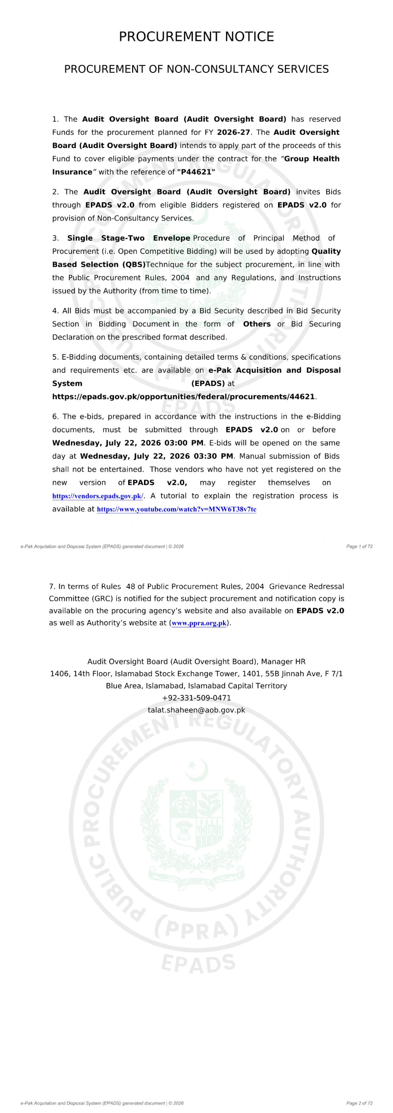 Tender Document