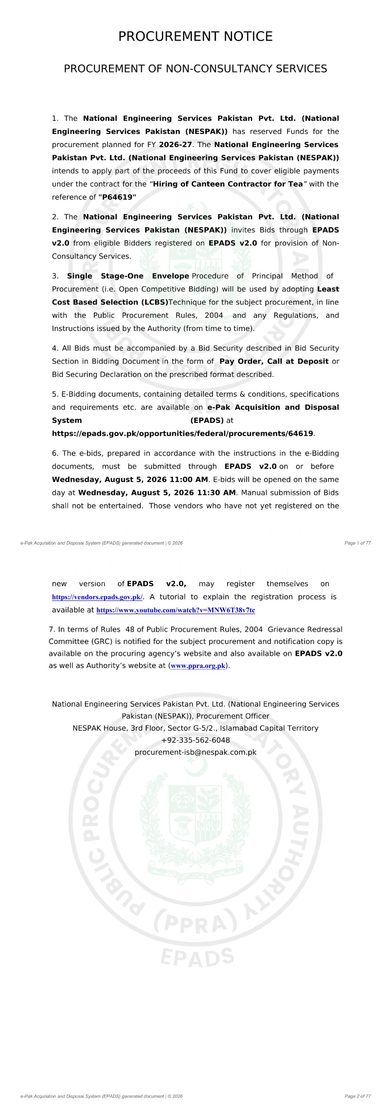 Tender Document