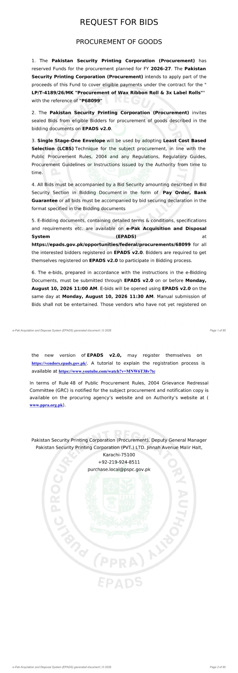 Tender Document
