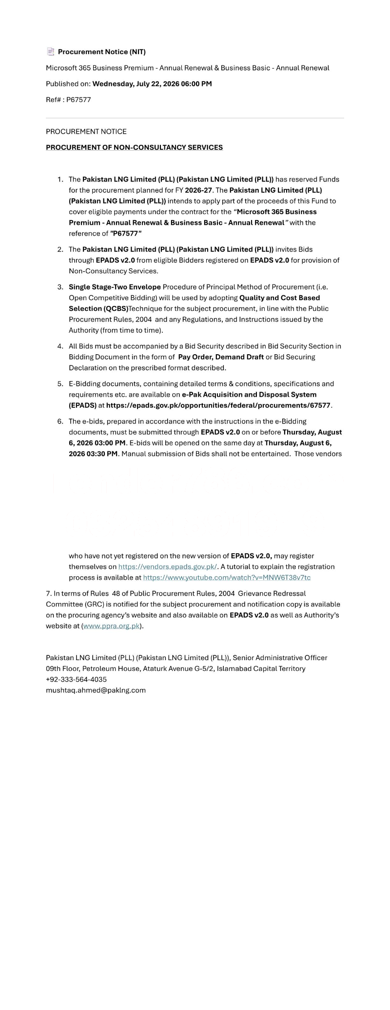Tender Document
