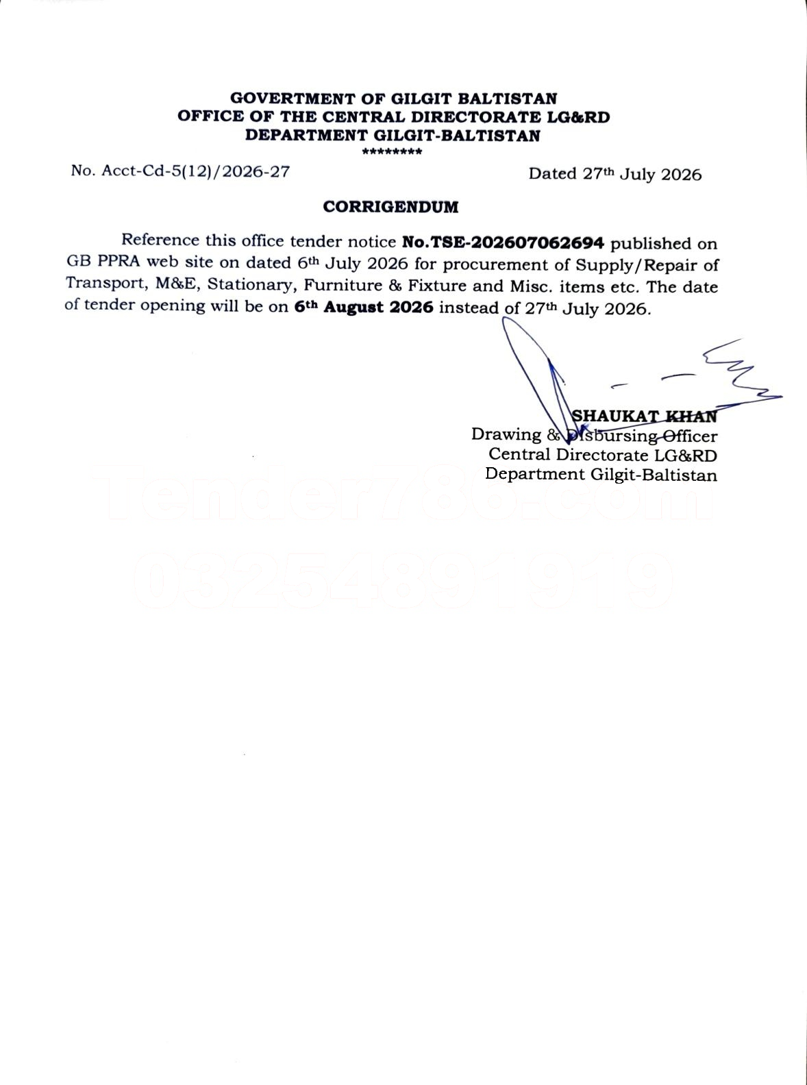 Tender Document