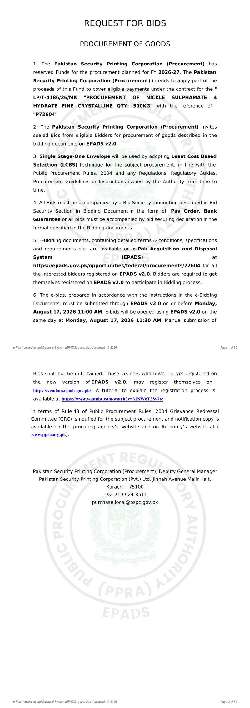Tender Document