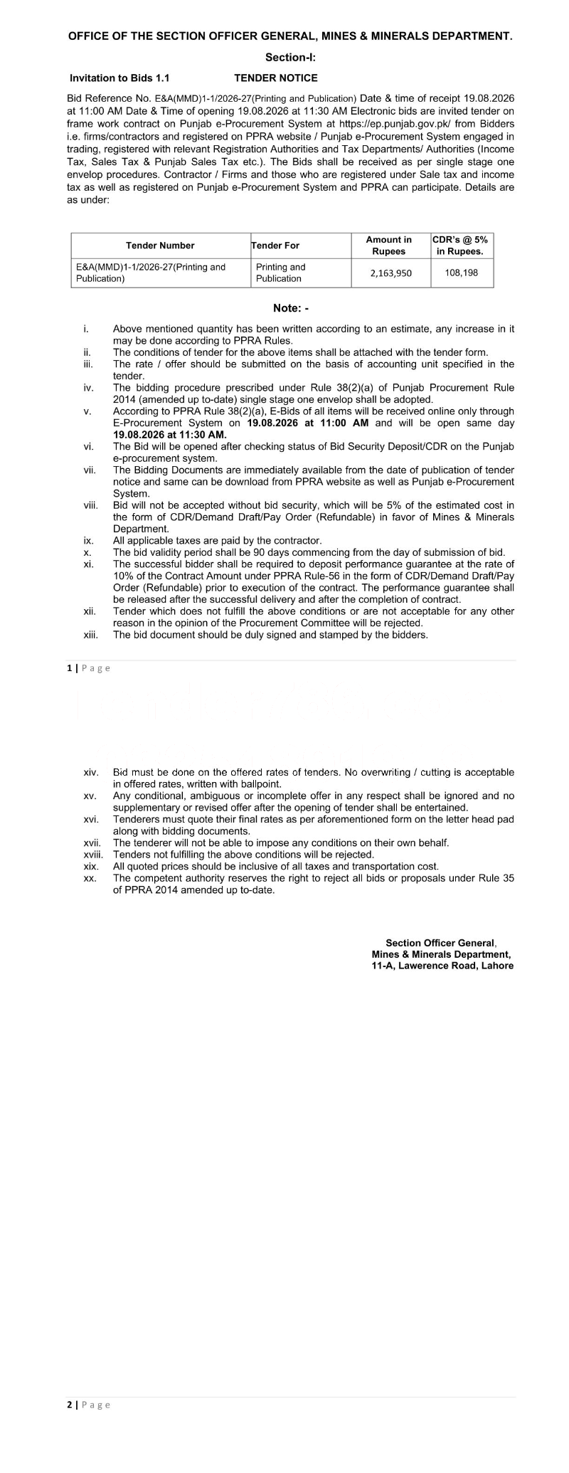 Tender Document