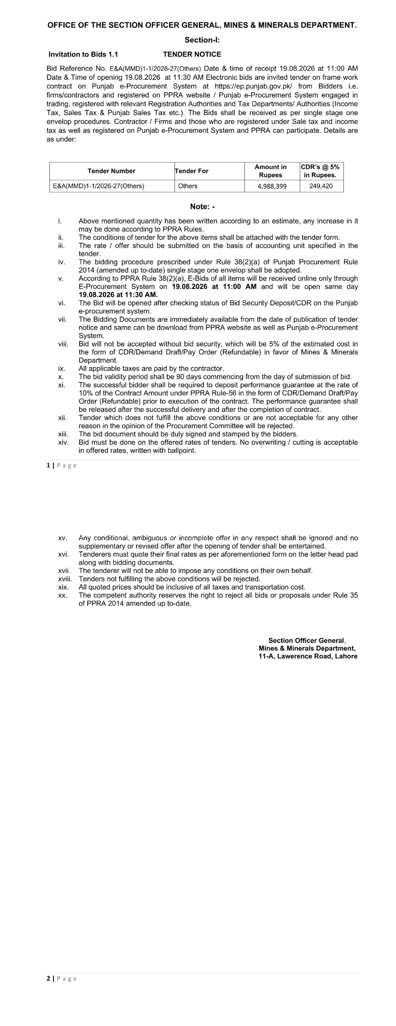 Tender Document
