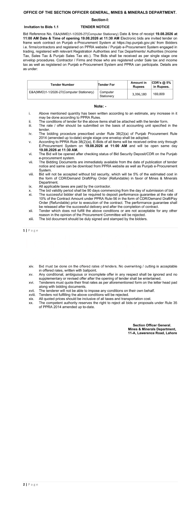 Tender Document