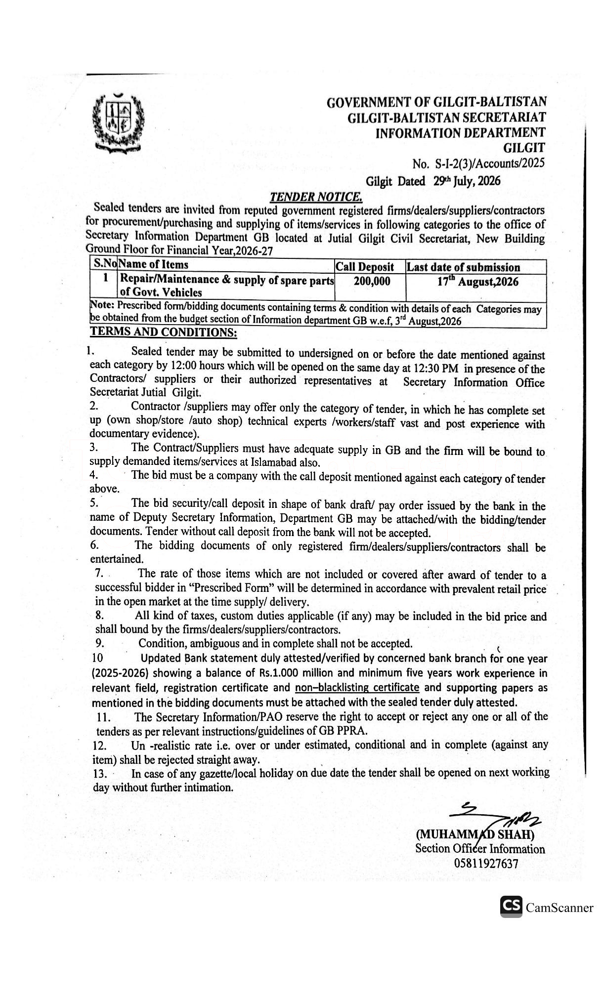 Tender Document