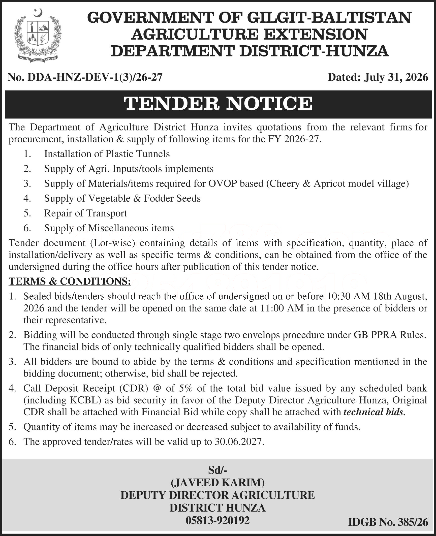 Tender Document