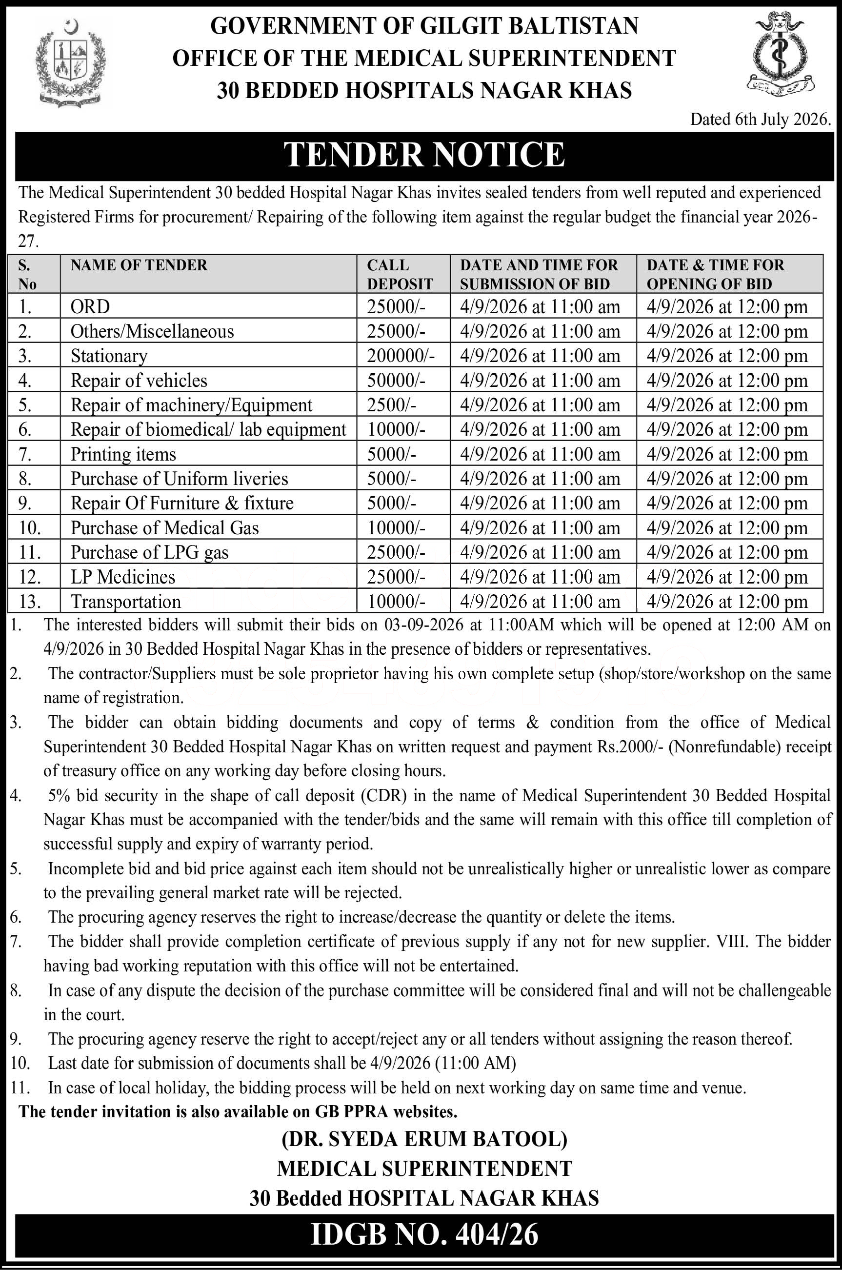 Tender Document