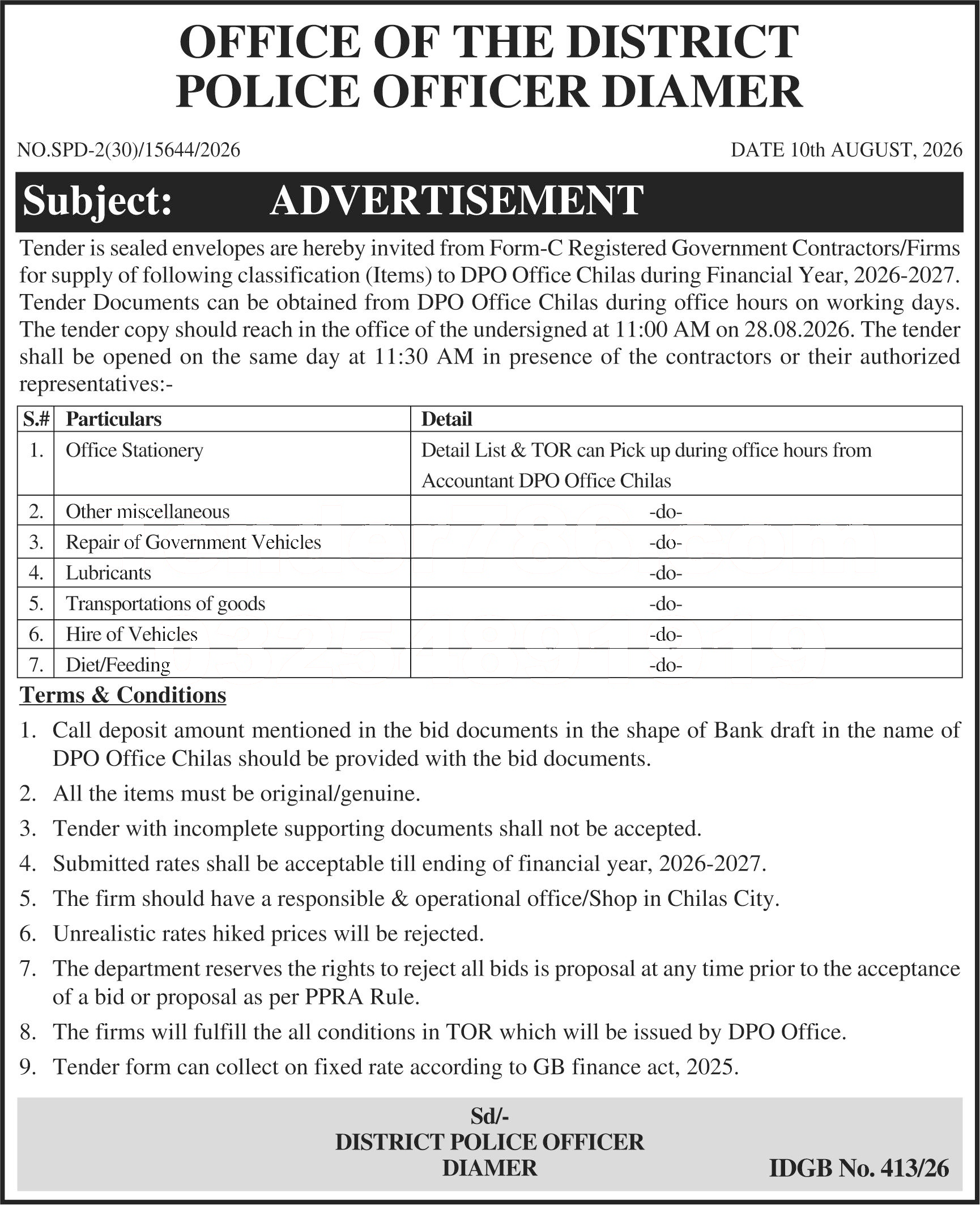 Tender Document