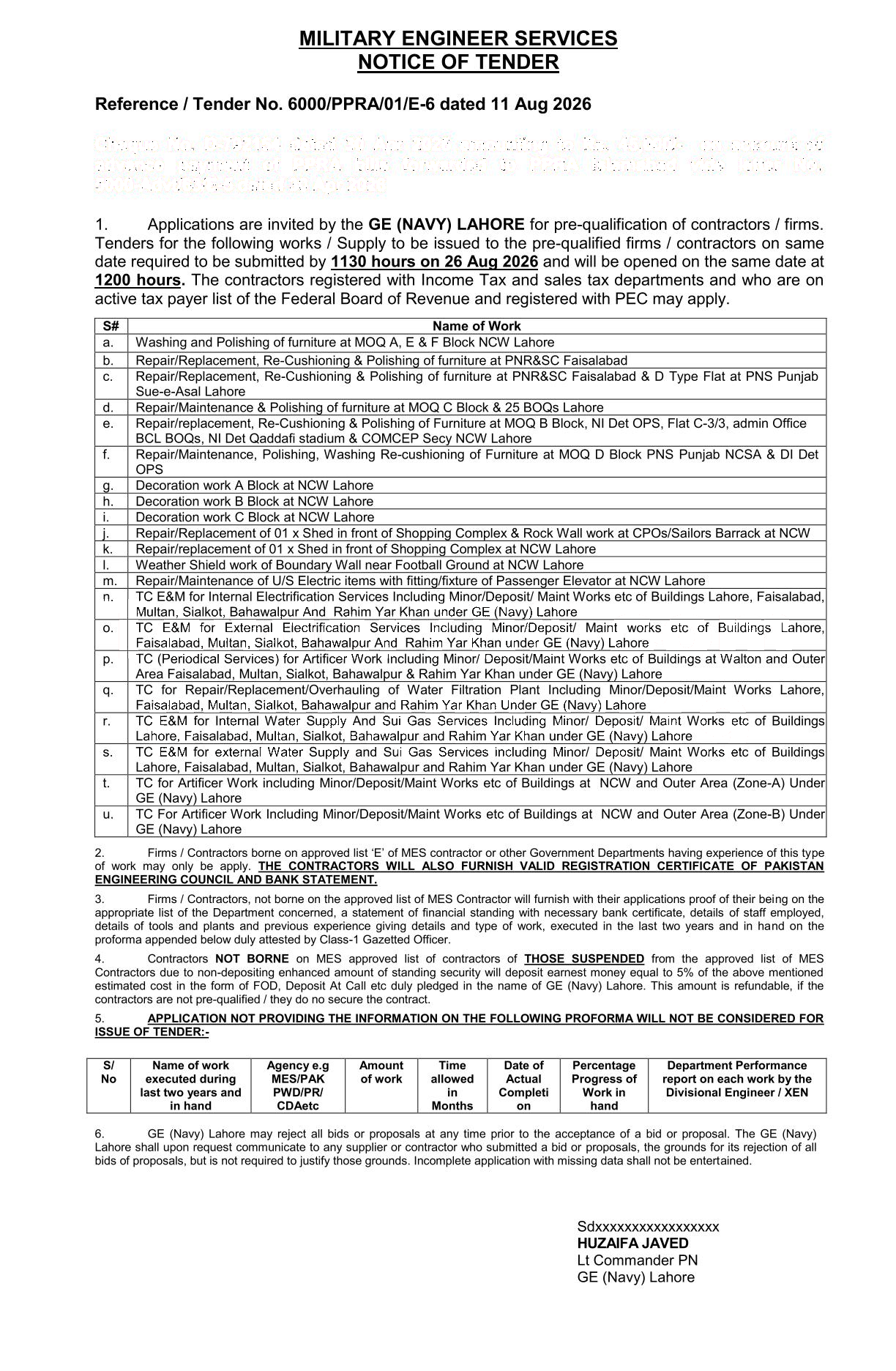Tender Document