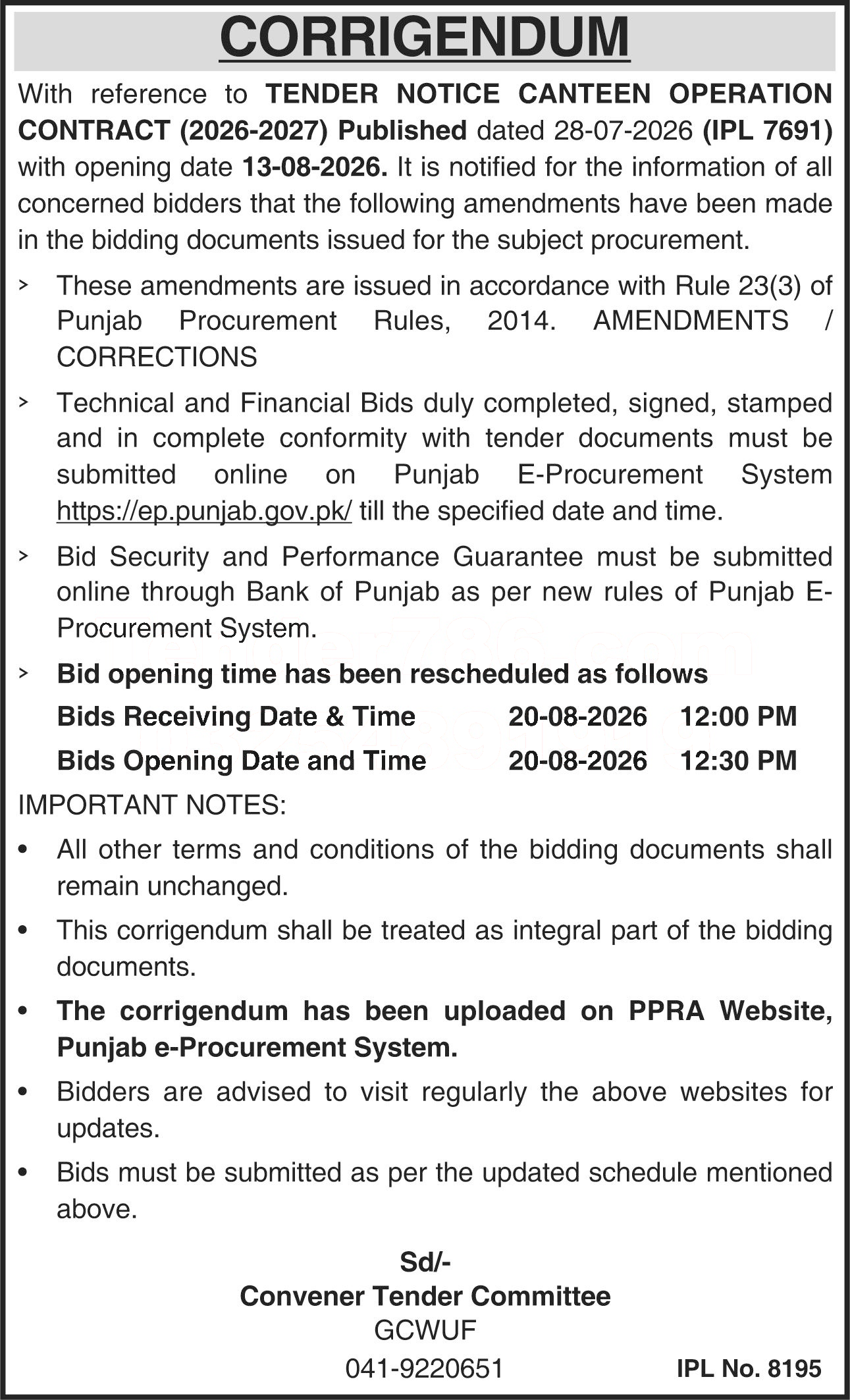 Tender Document