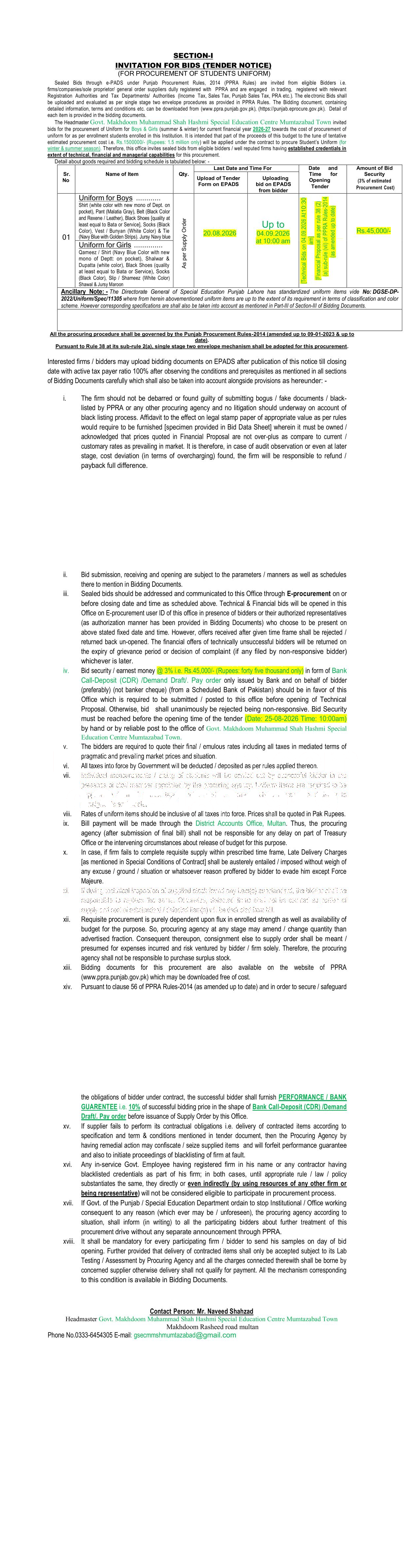 Tender Document