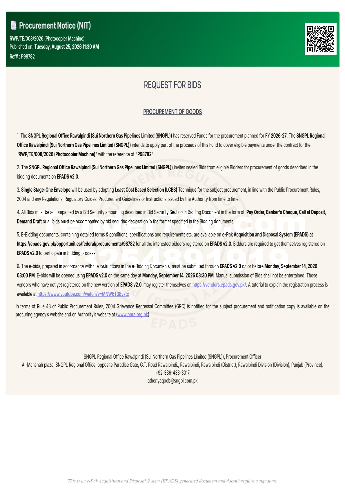 Tender Document
