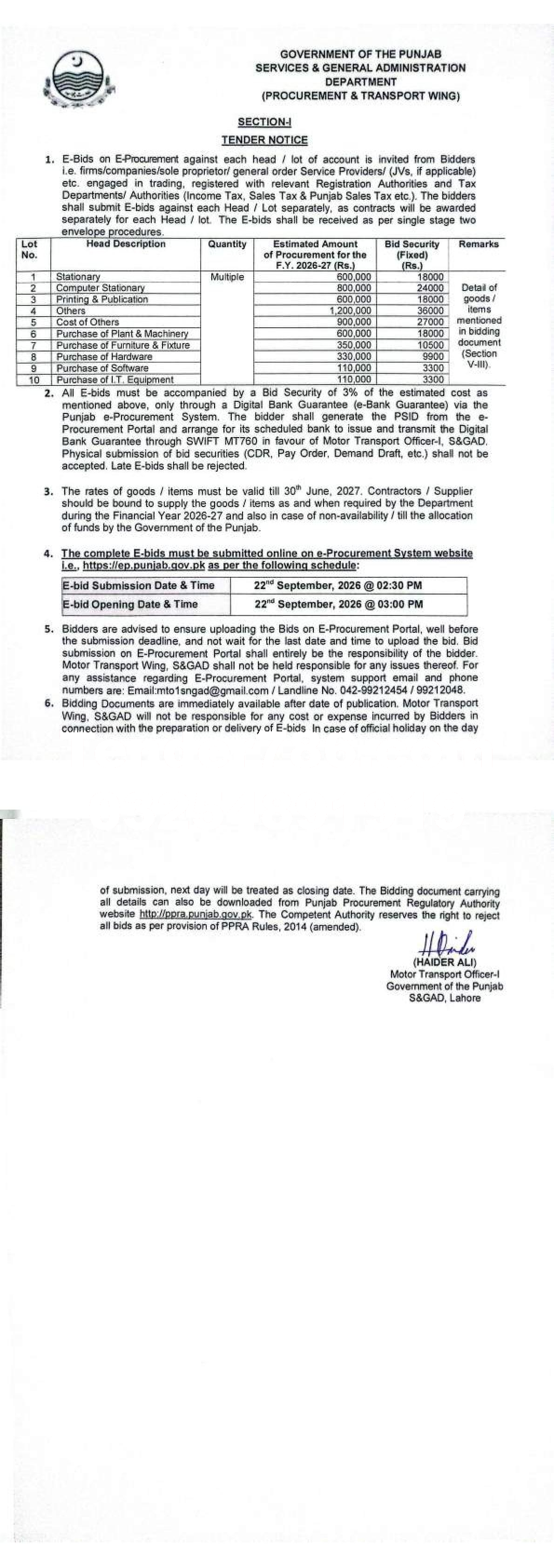 Tender Document