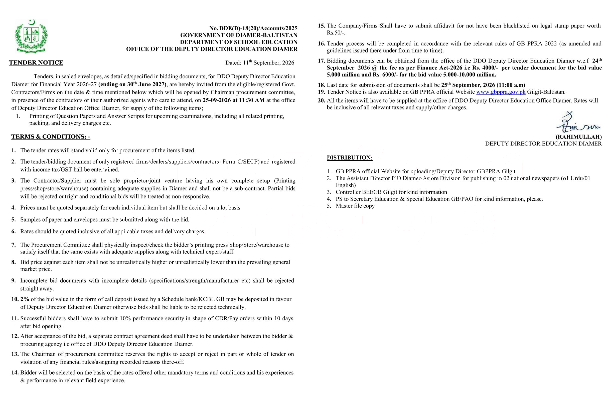 Tender Document