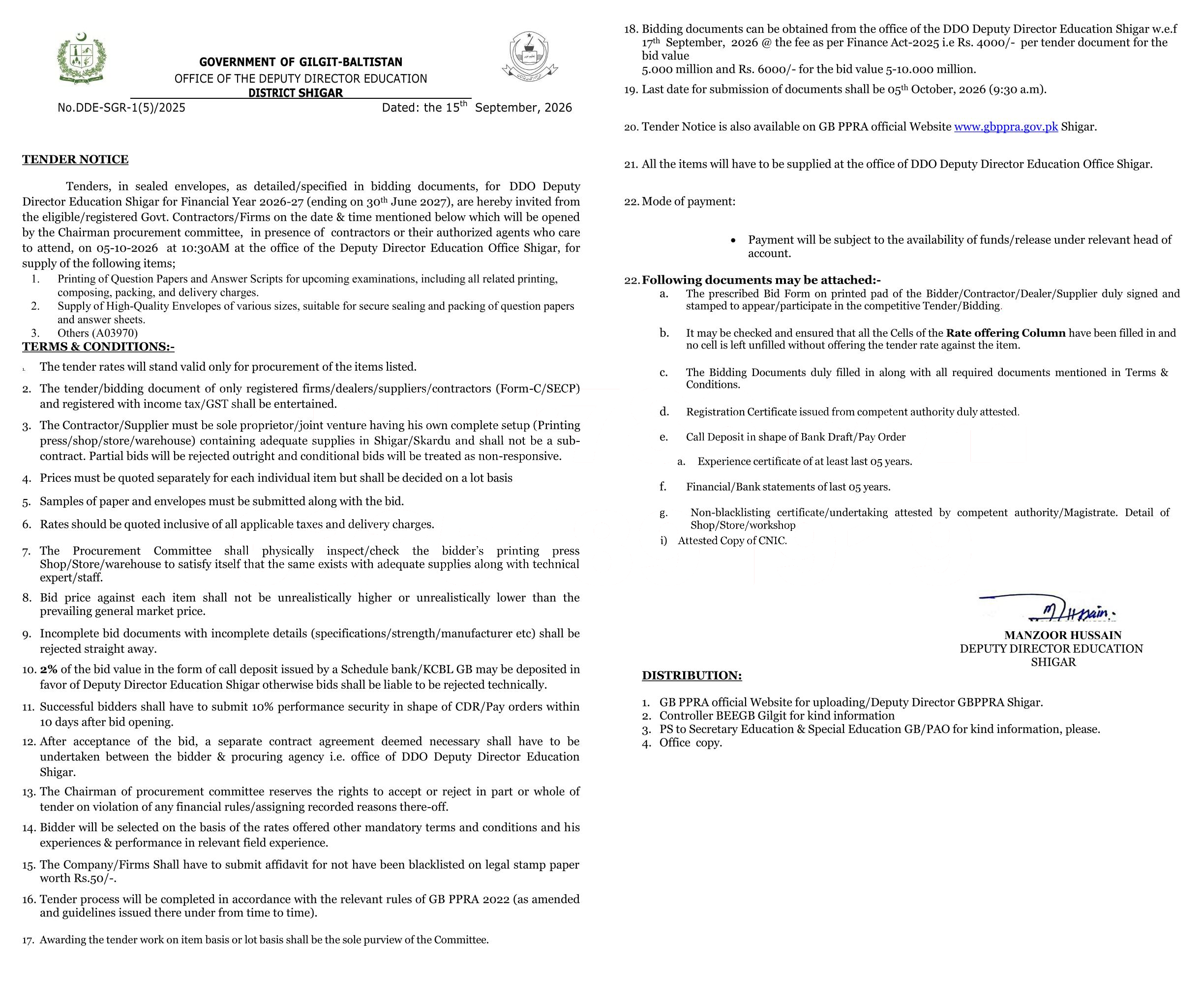 Tender Document