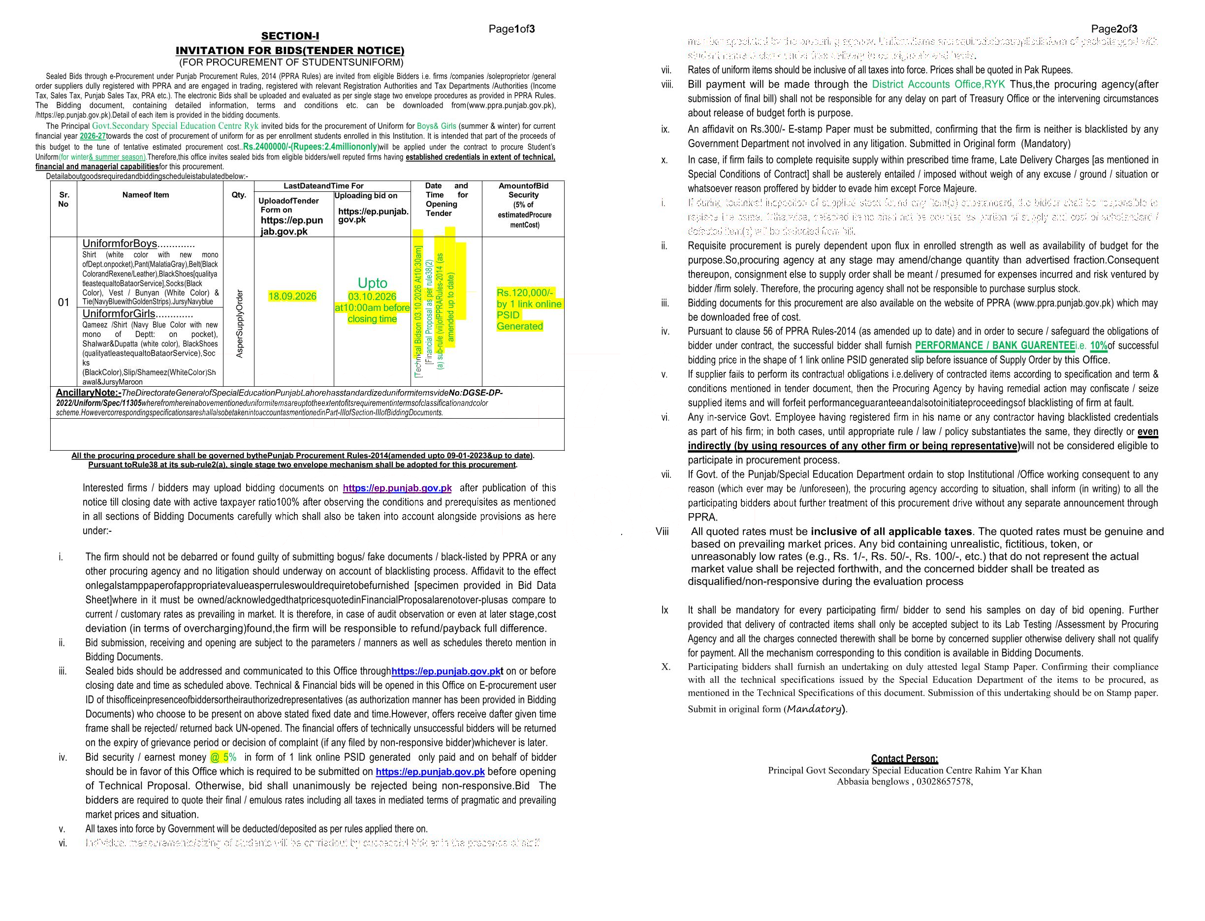 Tender Document