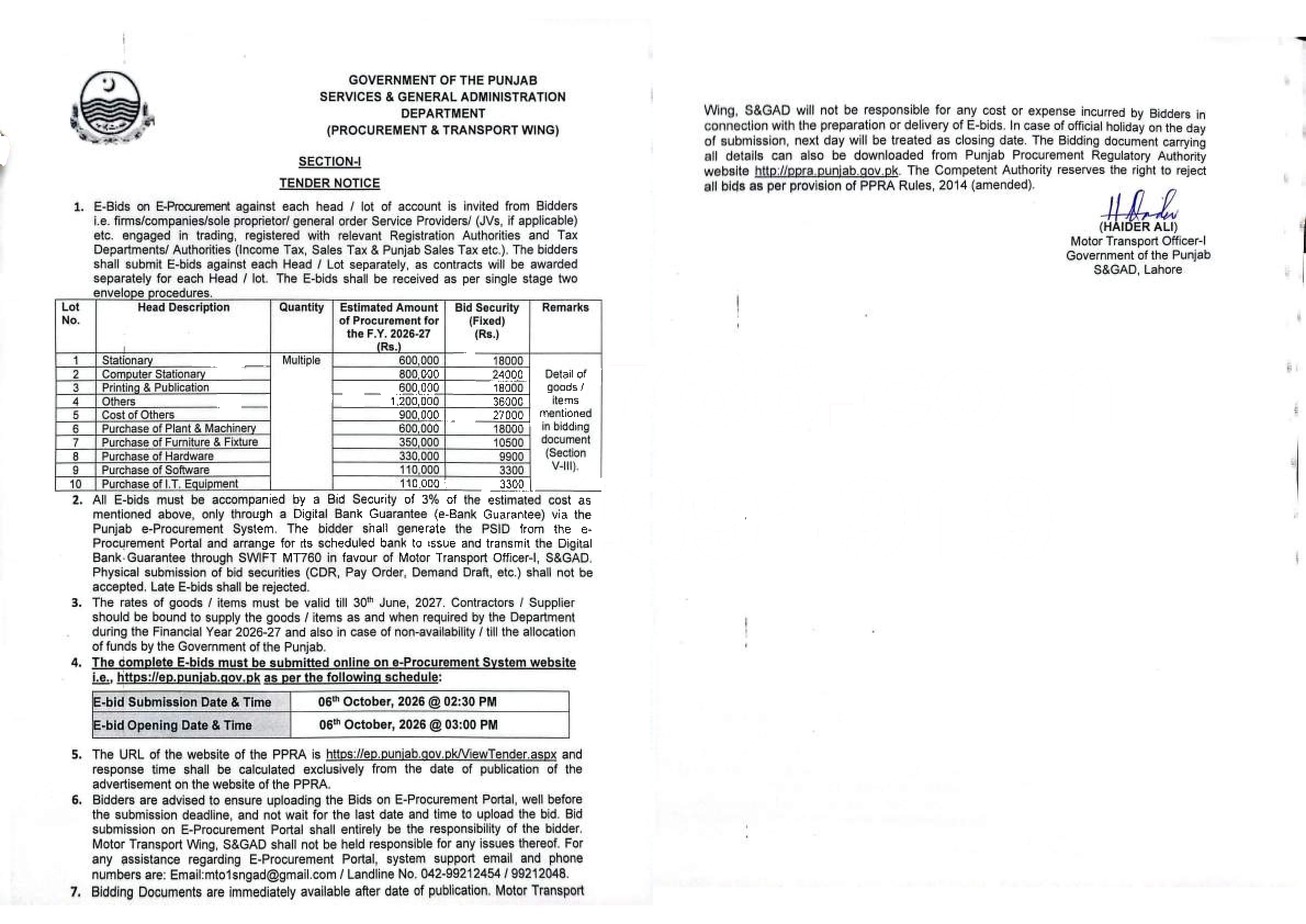 Tender Document