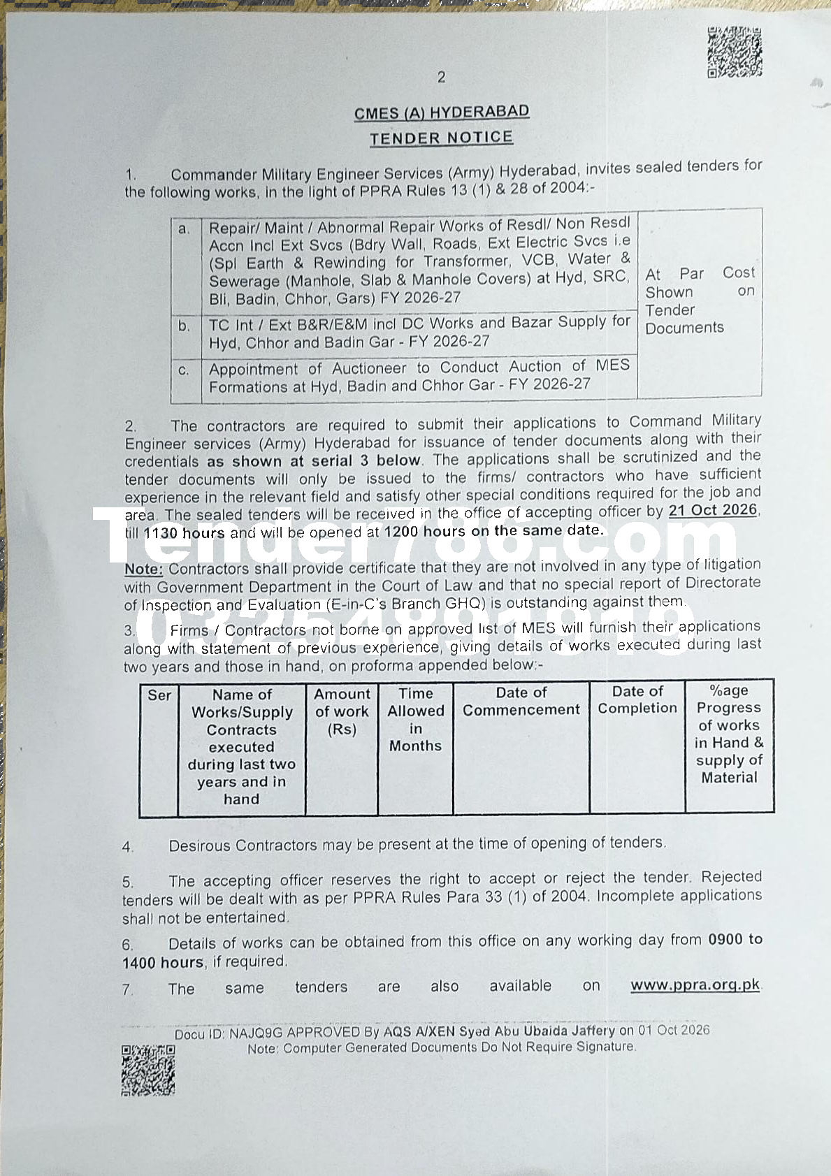Tender Document