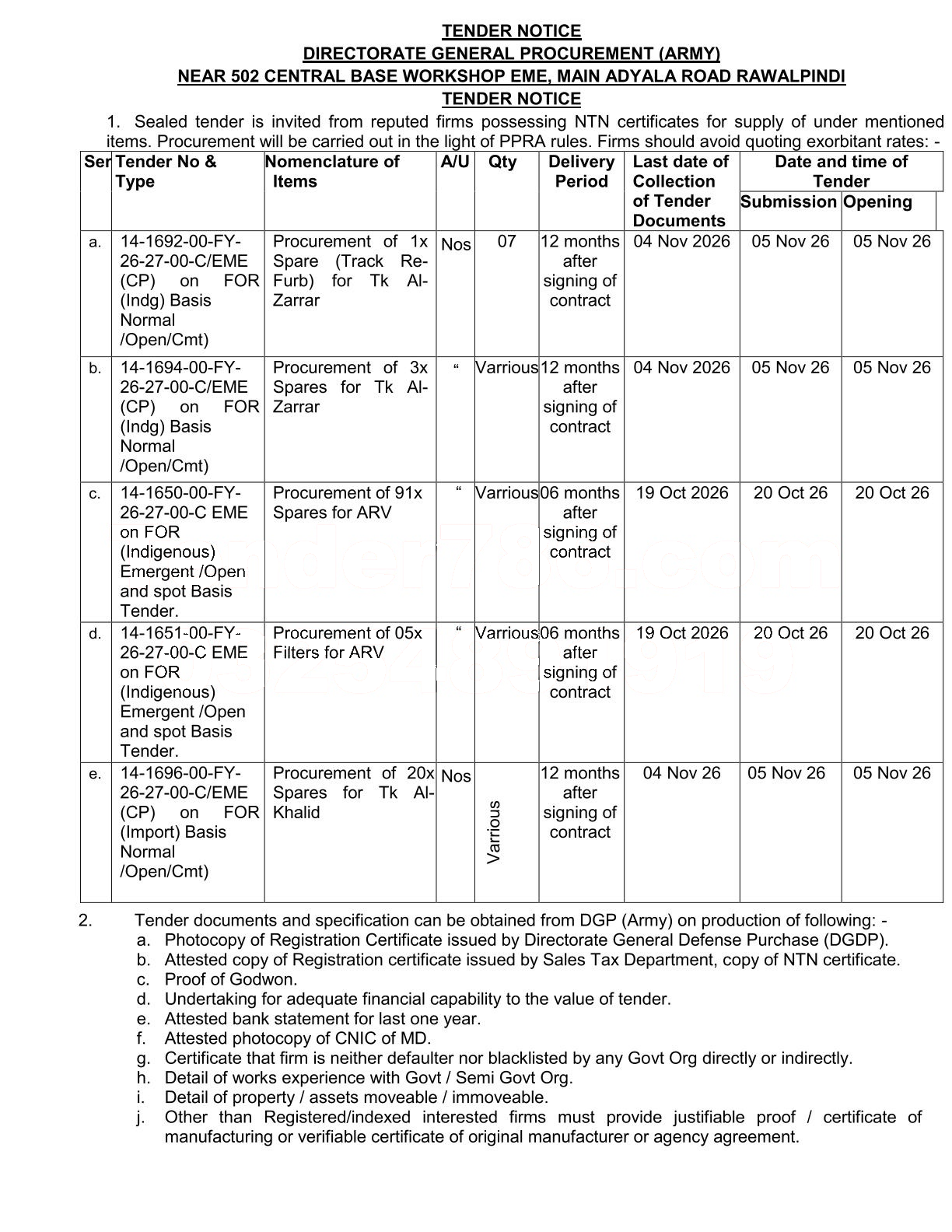 Tender Document