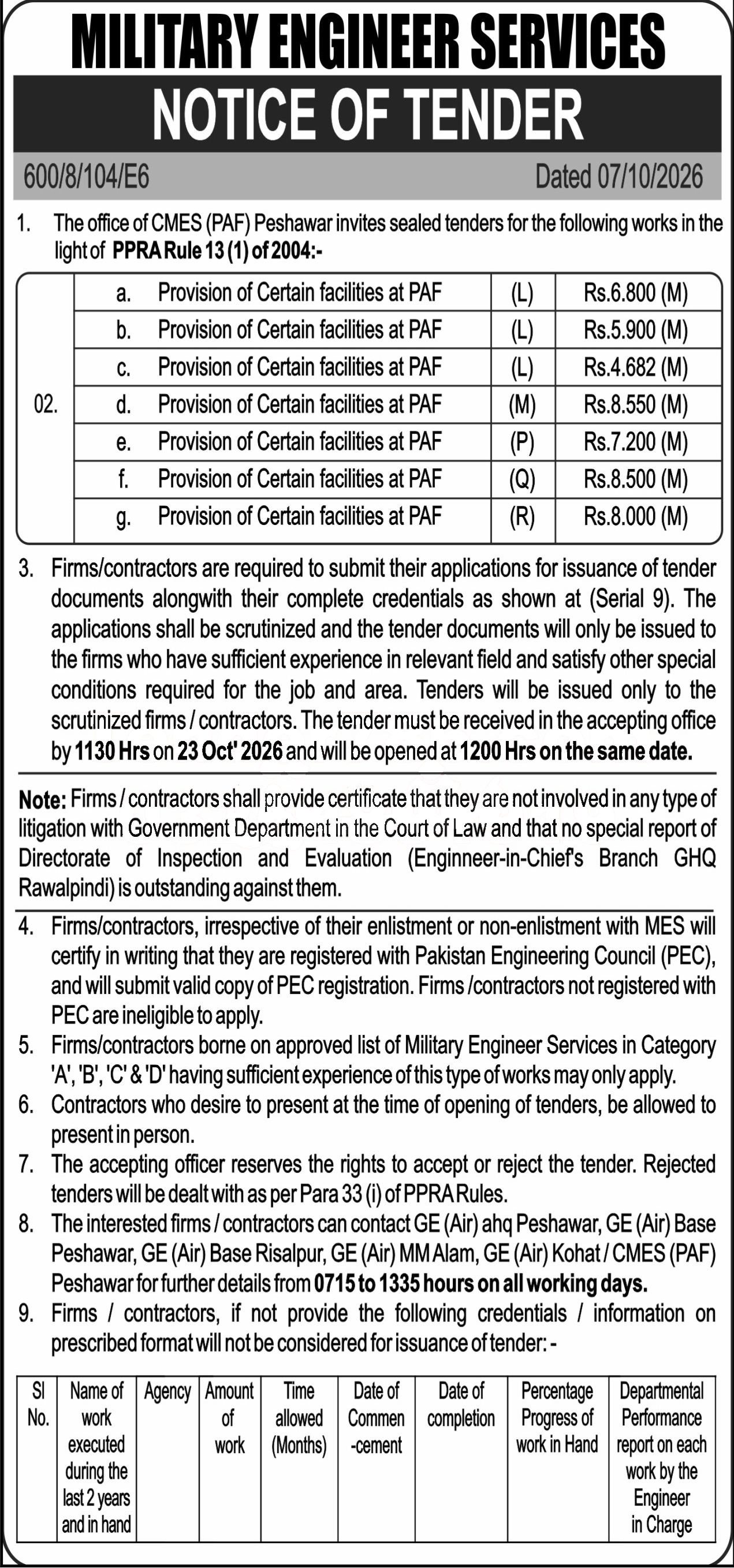 Tender Document