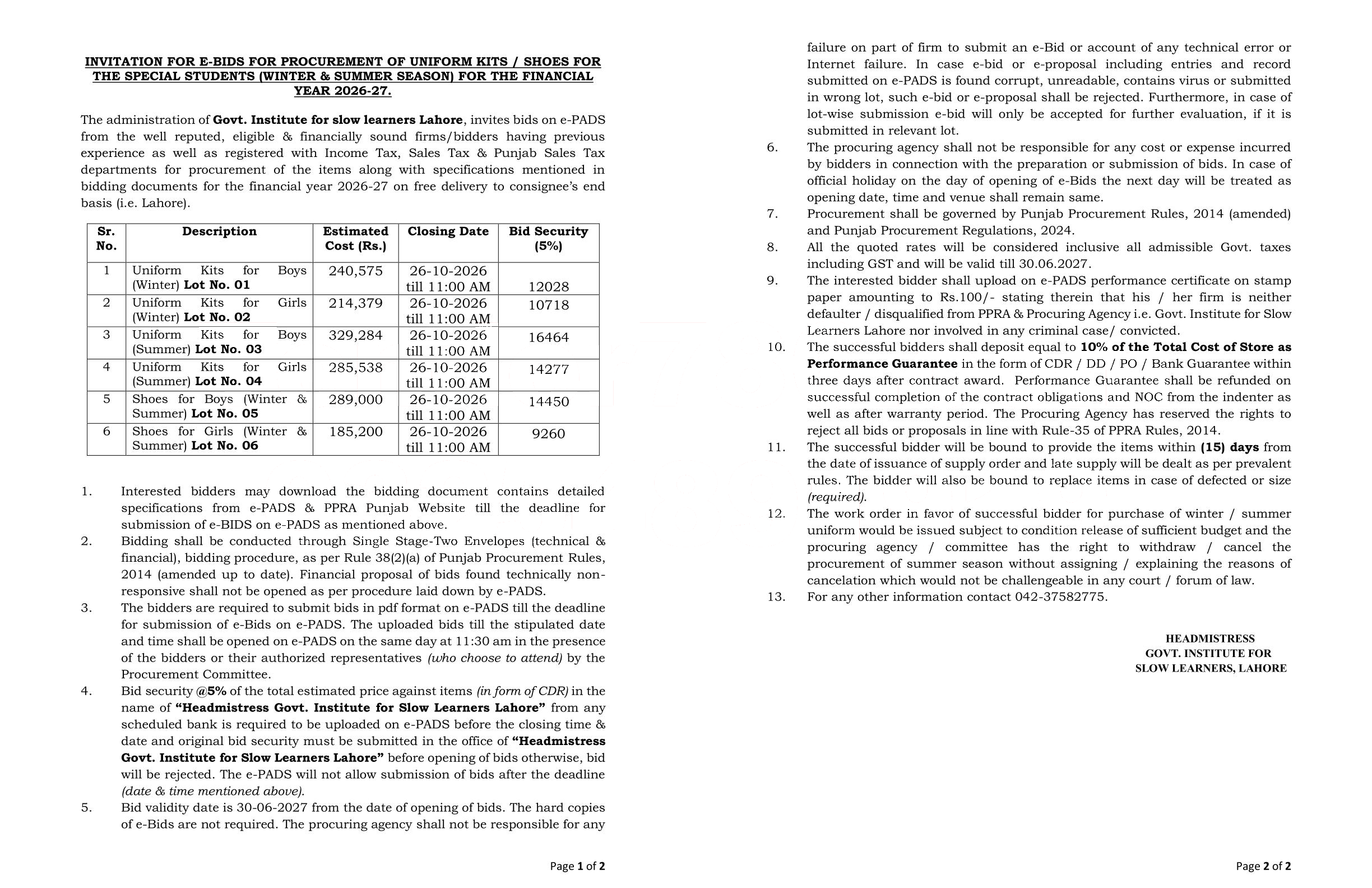 Tender Document