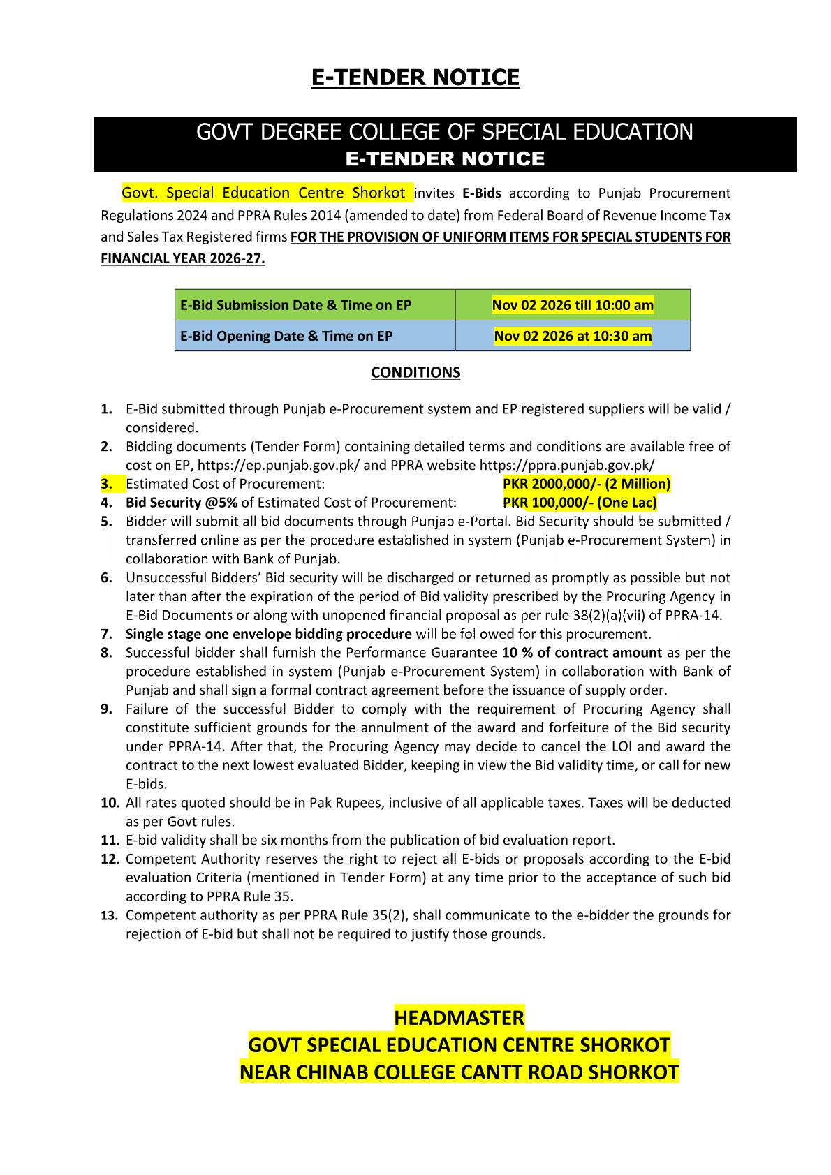 Tender Document