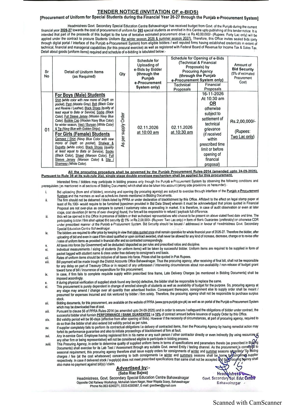 Tender Document