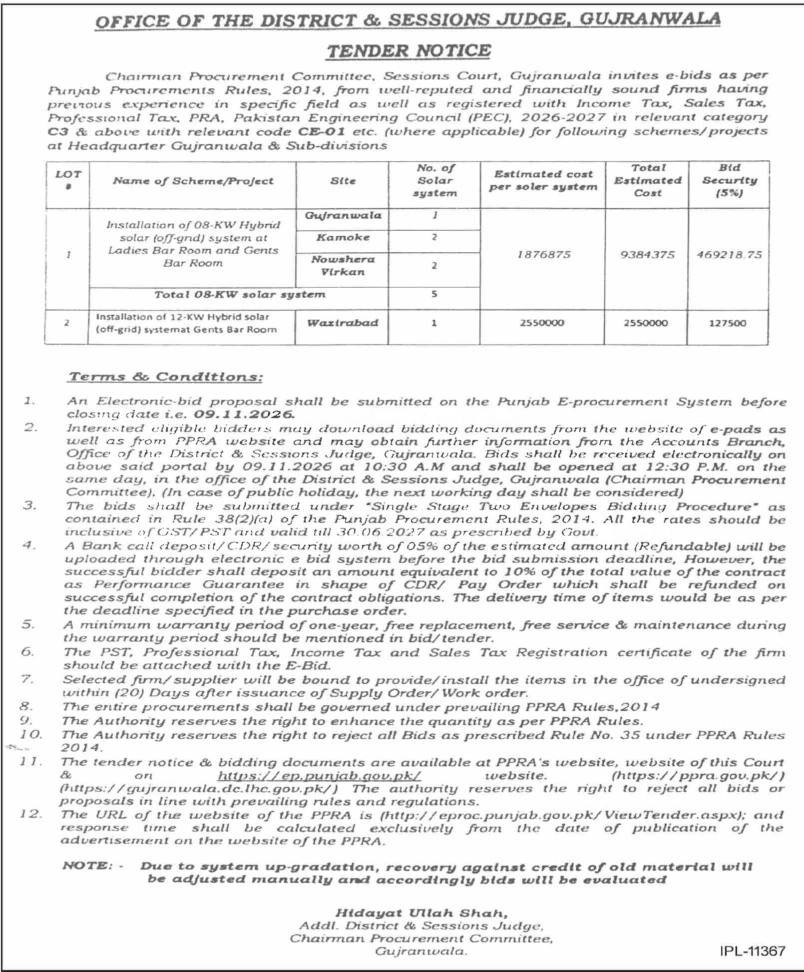 Tender Document