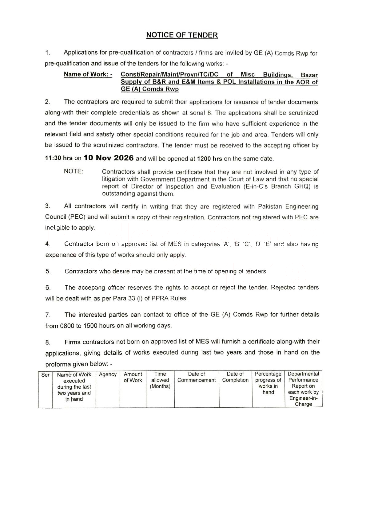 Tender Document